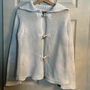 Smart Set White Cardigan with wood buttons and large collar